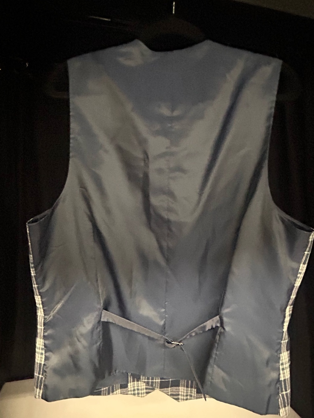 Topman Plaid Suit Vest in Navy and White - Picture 2 of 3